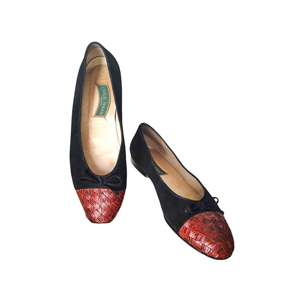 Cole Haan Black and Brown Flats with Suede Finish